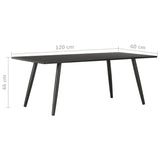 Coffee Table Black 120x60x46 Cm - 45-Degree Angle
