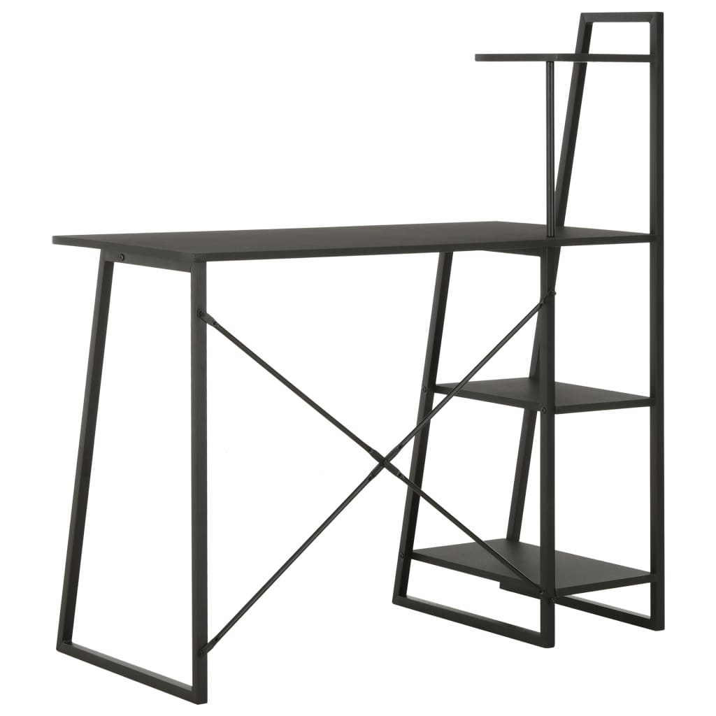 Desk With Shelving Unit Black 102x50x117 Cm