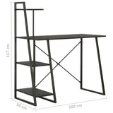 Desk With Shelving Unit Black 102x50x117 Cm