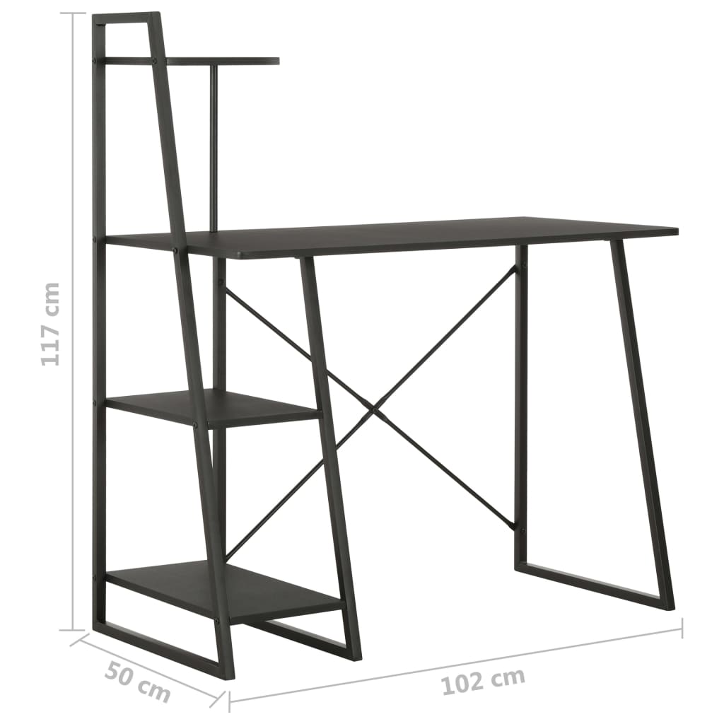 Desk With Shelving Unit Black 102x50x117 Cm