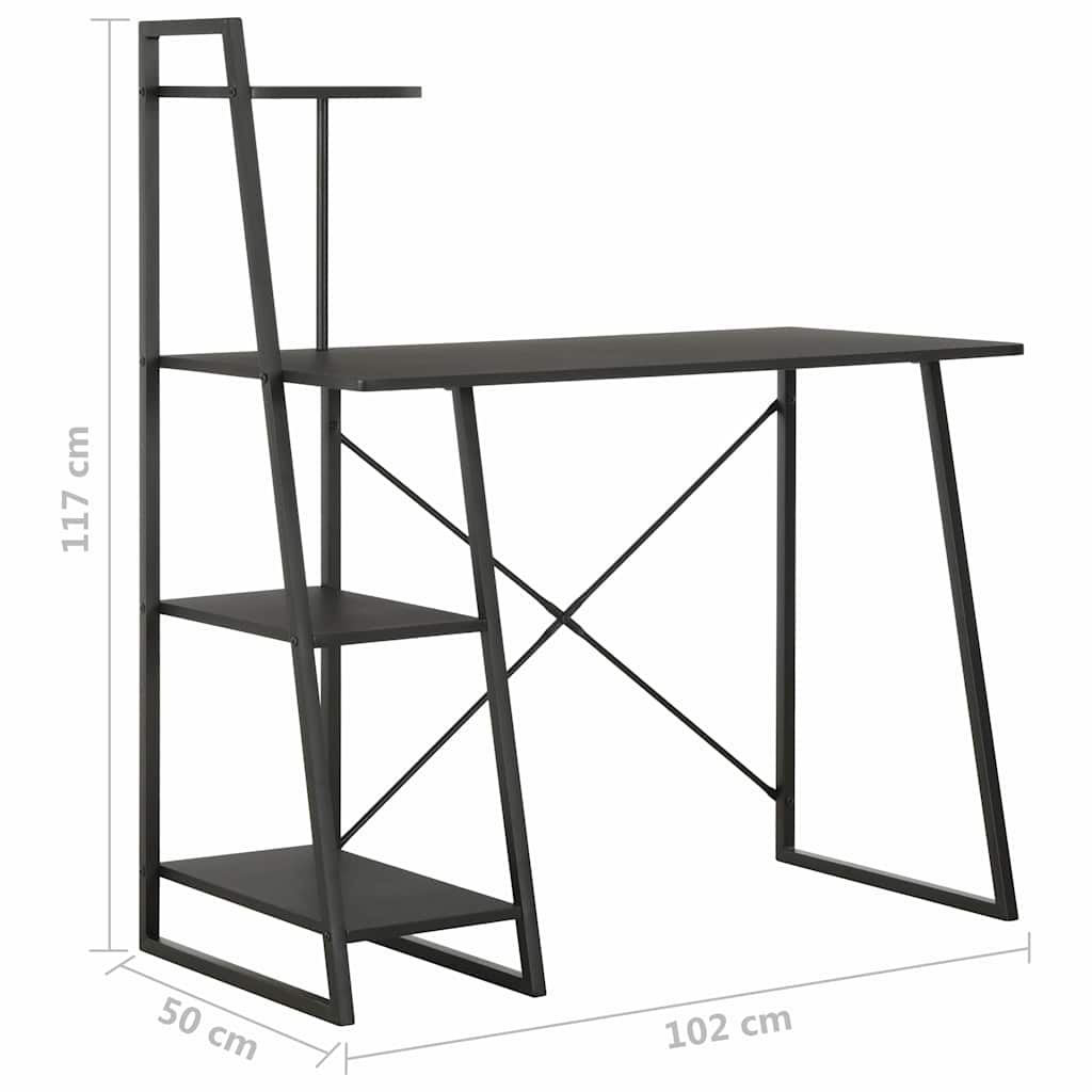 Desk with Shelving Unit Black 102x50x117 cm