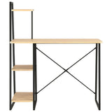 Desk with Shelving Unit Black and Oak 102x50x117 cm - Front View