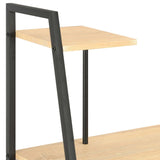 Desk with Shelving Unit Black and Oak 102x50x117 cm - 45-Degree Angle
