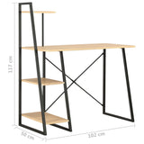Desk with Shelving Unit Black and Oak 102x50x117 cm - Close-Up Angle