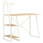 Desk With Shelving Unit White And Oak 102x50x117 Cm