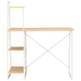 Desk With Shelving Unit White And Oak 102x50x117 Cm