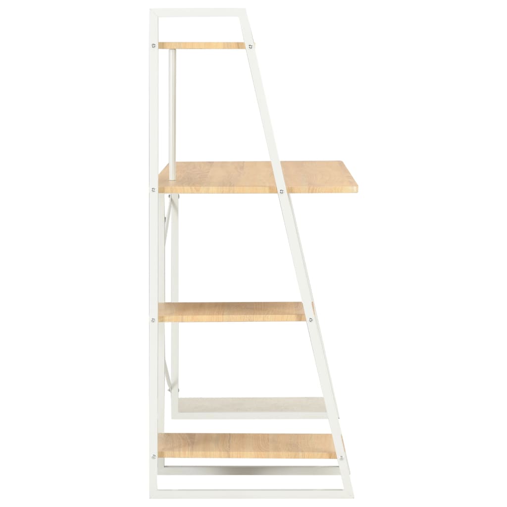 Desk With Shelving Unit White And Oak 102x50x117 Cm