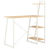 Desk With Shelving Unit White And Oak 102x50x117 Cm - Top-Down View