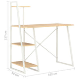 Desk With Shelving Unit White And Oak 102x50x117 Cm