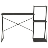 Desk With Shelf Black 116x50x93 Cm - Front View