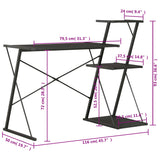 Desk With Shelf Black 116x50x93 Cm - Close-Up Angle