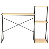 Desk with Shelf Black and Oak 116x50x93 cm - Front View