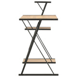 Desk with Shelf Black and Oak 116x50x93 cm - Side View