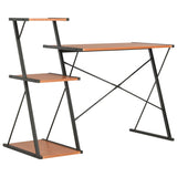 Desk with Shelf Black and Brown 116x50x93 cm - Top-Down View