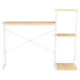 Desk With Shelf White And Oak 116x50x93 Cm - Front View