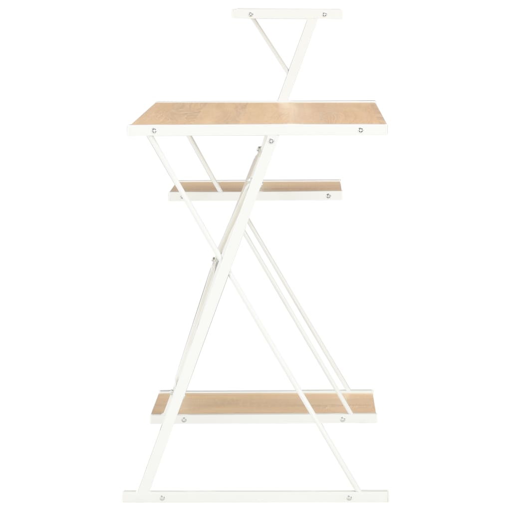 Desk With Shelf White And Oak 116x50x93 Cm