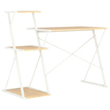 Desk With Shelf White And Oak 116x50x93 Cm - Top-Down View