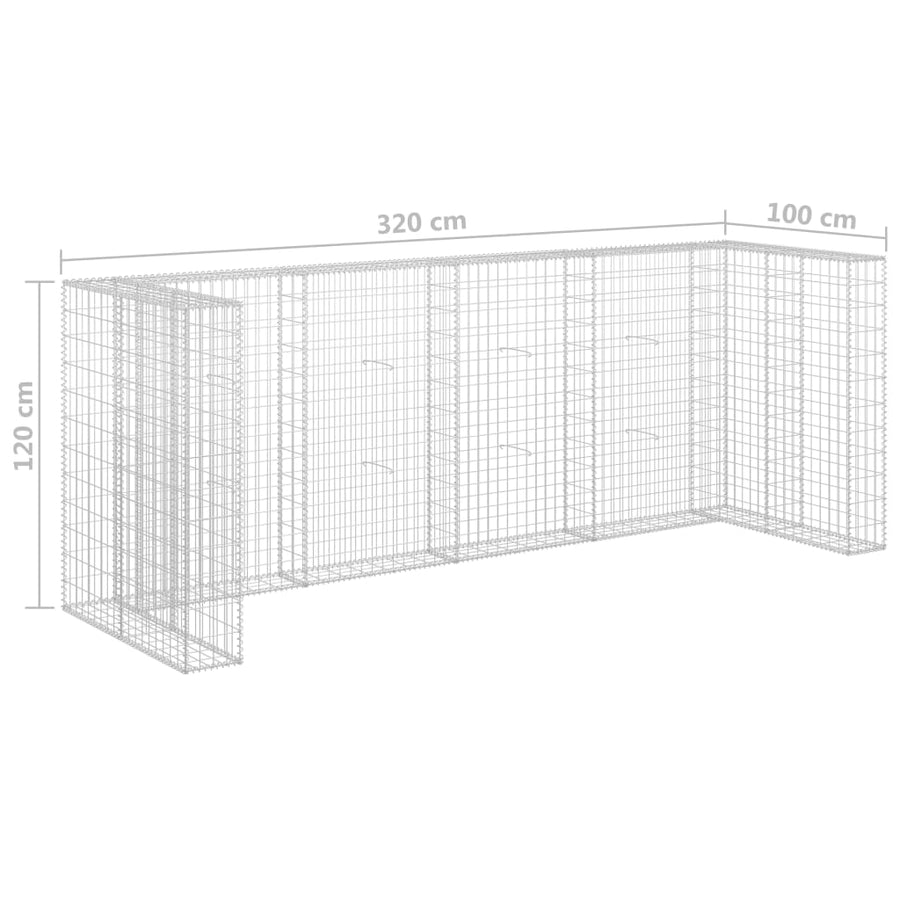 Gabion Wall for Garbage Bins Galvanised Steel 320x100x120 cm