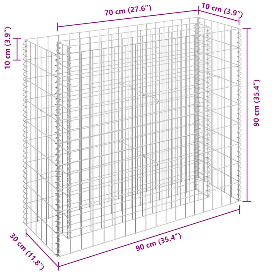 Gabion Raised Bed Galvanised Steel 90x30x90 cm