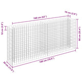 Gabion Raised Bed Galvanised Steel 180x30x90 cm - Close-Up Angle