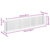 Gabion Raised Bed Galvanised Steel 270x30x60 cm - Close-Up Angle