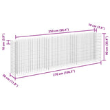 Gabion Raised Bed Galvanised Steel 270x30x90 cm - Close-Up Angle