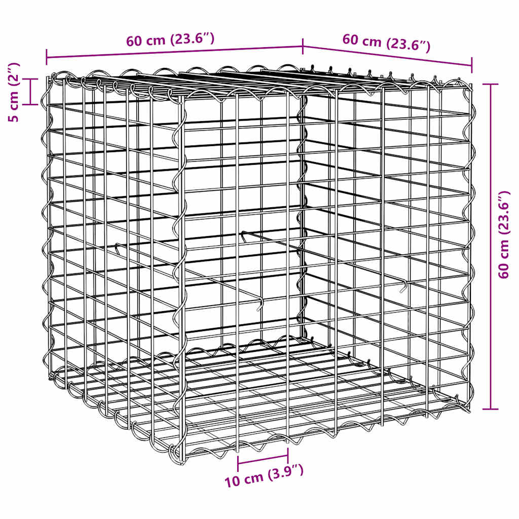 Cube Gabion Raised Bed Steel Wire 60x60x60 cm