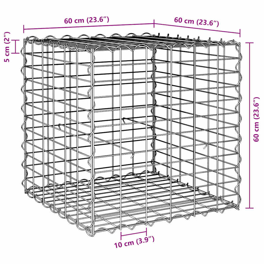Cube Gabion Raised Bed Steel Wire 60x60x60 cm
