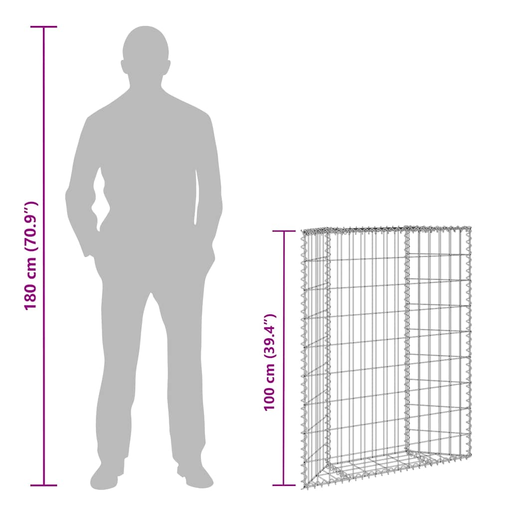 Trapezium Gabion Raised Bed Galvanised Steel 100x20x100 cm