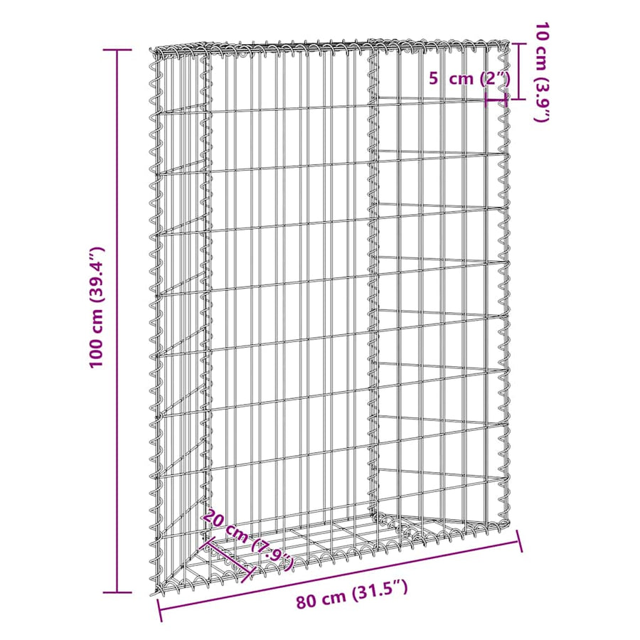 Trapezium Gabion Raised Bed Galvanised Steel 100x20x100 cm