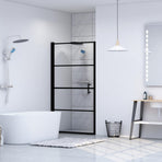 Shower Door Tempered Glass 81x195 cm Black