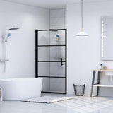 Shower Door Tempered Glass 91x195 cm Black