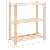3-Tier Storage Rack 80x38x90 cm Solid Wood Pine 150 kg - Close-Up Angle