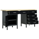 Workbench Black 160x60x85 cm Steel - Front View