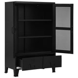 Office Cabinet with Mesh Doors Industrial Black 75x40x120 cm Steel