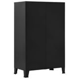 Office Cabinet with Mesh Doors Industrial Black 75x40x120 cm Steel - Side View