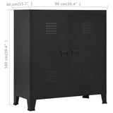 Industrial Storage Chest Black 90x40x100 cm Steel - Close-Up Angle