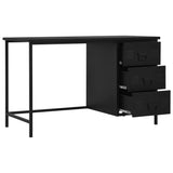 Desk with Drawers Industrial Black 120x55x75 cm Steel - Front View