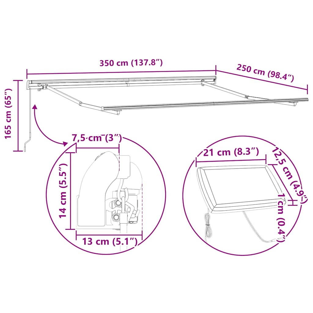 Awning Frame with Manual Anthracite 3,5 x 2,5 m Aluminium