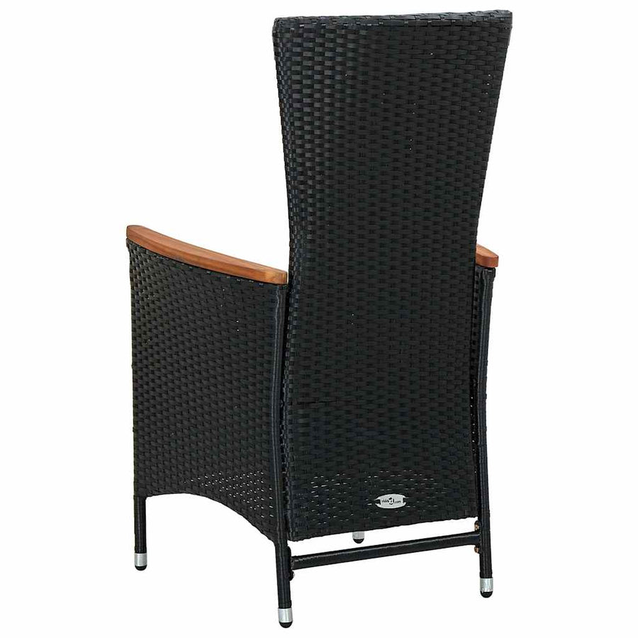9 Piece Outdoor Dining Set Poly Rattan Acacia Wood Black
