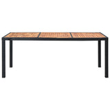 9 Piece Outdoor Dining Set Poly Rattan Acacia Wood Black - Low Angle