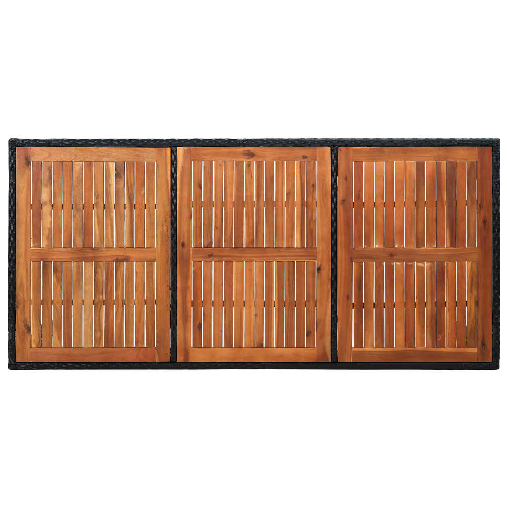 9 Piece Outdoor Dining Set Poly Rattan Acacia Wood Black