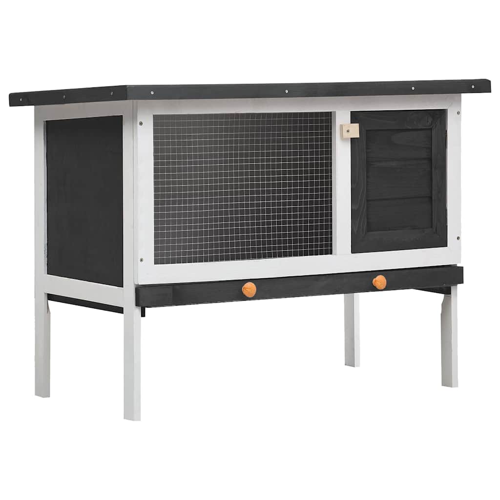 Outdoor Rabbit Hutch 1 Layer Grey Wood