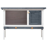 Outdoor Rabbit Hutch 1 Layer Grey Wood - Side View