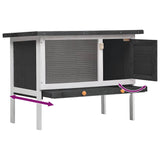 Outdoor Rabbit Hutch 1 Layer Grey Wood - 45-Degree Angle