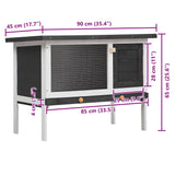 Outdoor Rabbit Hutch 1 Layer Grey Wood - Low Angle