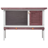 Outdoor Rabbit Hutch 1 Layer Brown Wood - Side View
