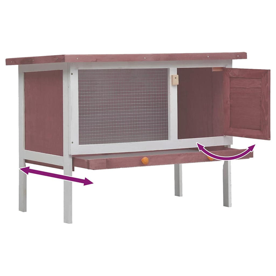 Outdoor Rabbit Hutch 1 Layer Brown Wood
