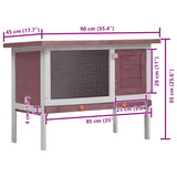 Outdoor Rabbit Hutch 1 Layer Brown Wood - Low Angle