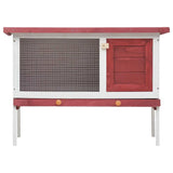 Outdoor Rabbit Hutch 1 Layer Red Wood - Side View